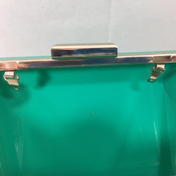 Fashionable Rhinestone Hardcase Box Turquoise Glam Clutch Crossbody 5x6 - Picture 8 of 13